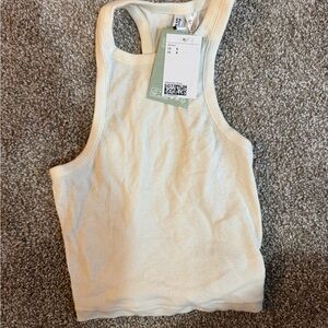 H&M Cream Ribbed Tank Top